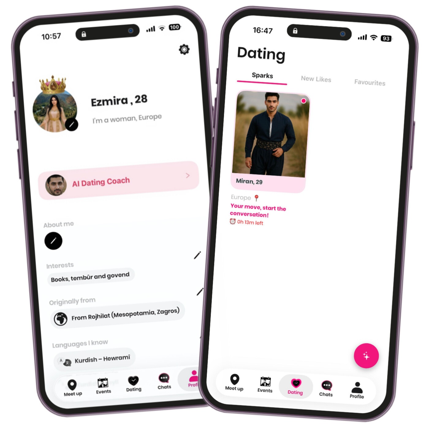 Evîn Kurdish Dating App chat feature